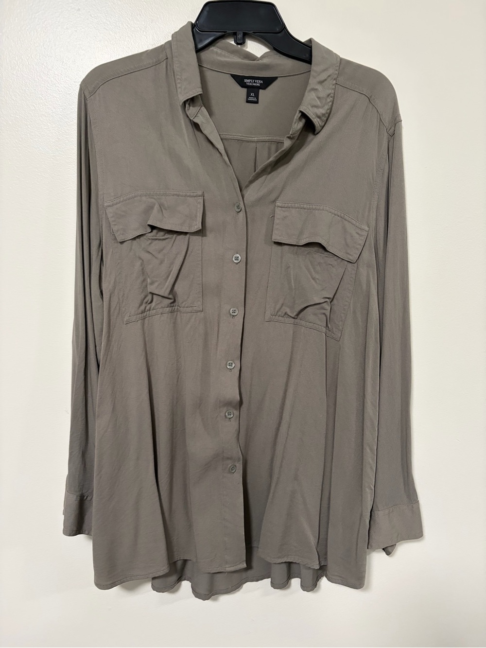 Grace Elements Olive-Taupe Button-Front Utility Shirt